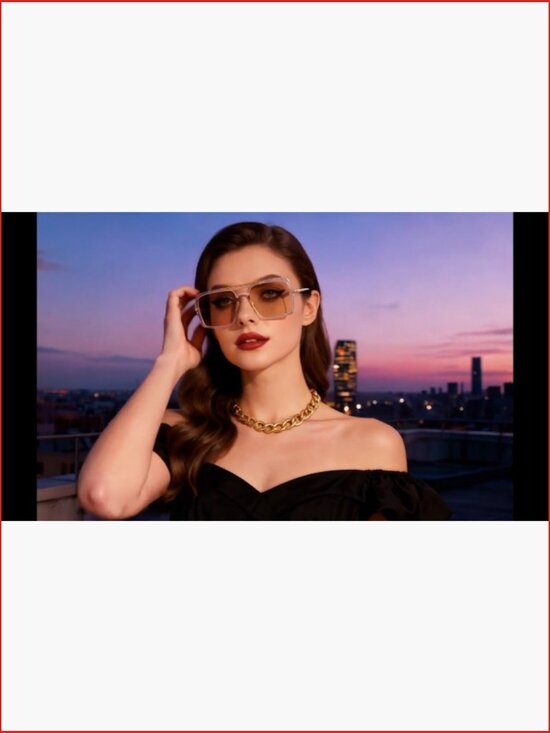 Retro Square Vintage Oversized Pilot Sunglasses UV400 Protection Unisex